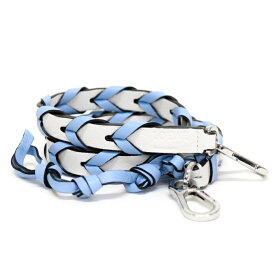 【SAランク】 ロエベ LOEWE ブレイデッド バッグストラップ カーフスキン (レザー) C073S49X01 バイカラー 編み込み ショルダーストラップ バッグアクセサリー 交換用 レディース メンズ ライトブルー / ホワイト 正規品 極美品 中古 mbq30001