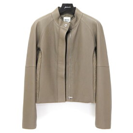 【Aランク】 エルメス HERMES レザージャケット サイズ 40 ディアスキン (レザー) / カシミヤ SV金具 3H1215D2 ジャケット ブルゾン ニット アウター レディース グレージュ / ベージュ 正規品 美品 中古 mbu26003