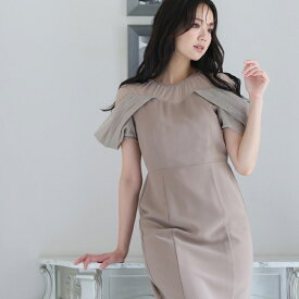 オフショルダー タイト パーティードレス 結婚式 ワンピース オケージョンドレス オフショル 大きいサイズ 小柄 ドレス フォーマル フォーマルドレス 小さいサイズ お呼ばれ 体型カバー 上品 20代 30代 40代 50代 親族 二次会 半袖 七分袖 ミモレ ミディアム 膝下 袖あり