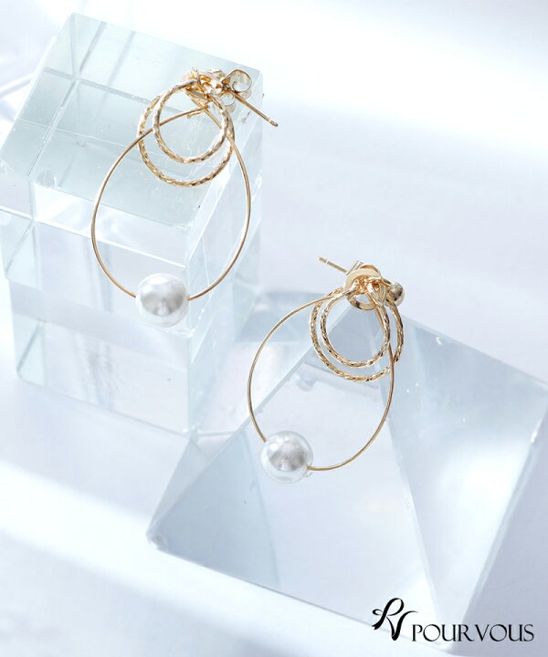 楽天市場】パール フープ ピアス 耳飾り アクセサリー パール ゴールド  