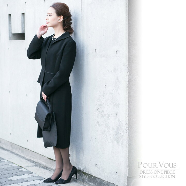 楽天市場 ブラックフォーマル 喪服 卒業式 七五三 卒園式 礼服 お宮参り ロング丈 セレモニースーツ おしゃれ フォーマルワンピース 冠婚葬祭 ワンピース アンサンブル 大きいサイズ 入学式スーツ 大人 黒 新作 代30代40代50代 ファッション 袖付き 他と被らない