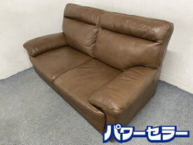 NITORI/ニトリ 2Pレザーソファ 本革 2人掛け イタリア ナツッジ社 中厚革 ダークブラウン リビング 中古家具 店頭引取歓迎 R8130