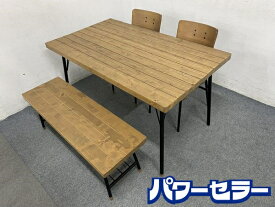 NITORI/ニトリ ダイニングテーブル4点セット アウロス130 ベンチ 木目 オーク材 中古家具 店頭引取歓迎 R8303