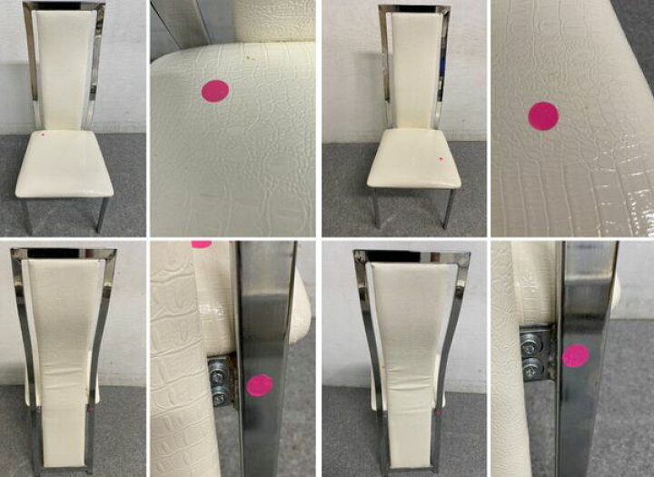 クロコダイル調ダイニングチェア 6脚セット ハイバック ホワイト 椅子 