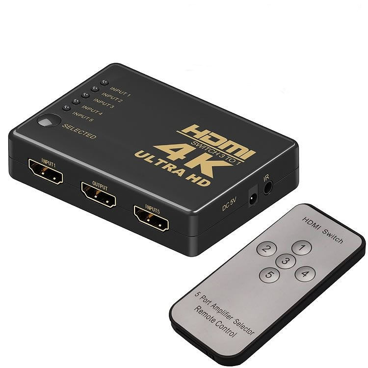 5入力1出力 リモコン付き HDMIセレクター 4K対応 手動切替 5ポート 切替器 ゲーム パソコン テレビ モニタ PR-5HDMI4K
