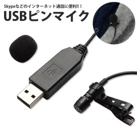 USB ピンマイク 無指向性 クリップ付き マイクロフォン 有線 小型 PC パソコン Skype インターネット通話 ハンズフリー PR-USBMIC【メール便 送料無料】