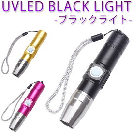 ブラックライト USB 充電式 紫外線ライト 365nm UVライト 懐中電灯 ジェル ネイル レジン硬化 真贋判定 PR-USBBLACK【メール便 送料無料】