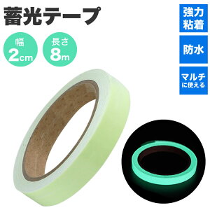 蓄光テープ 夜光テープ 8m 幅2cm 発光テープ シール 階段 手すり 目印 夜間に光る グリーン 防犯 防災 非常口 安全対策 PR-CHITAPE2008【メール便 送料無料】