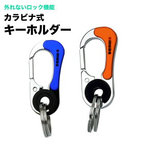 【動画あり】 カラビナ キーホルダー ダブルリング ロック機能 キーリング フック シンプル デザイン メンズ 鍵 おしゃれ 小物 金属製 PR-OM3754【メール便 送料無料】