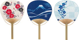 竹うちわ 3本セットA 朝顔・富士山・桔梗 竹団扇