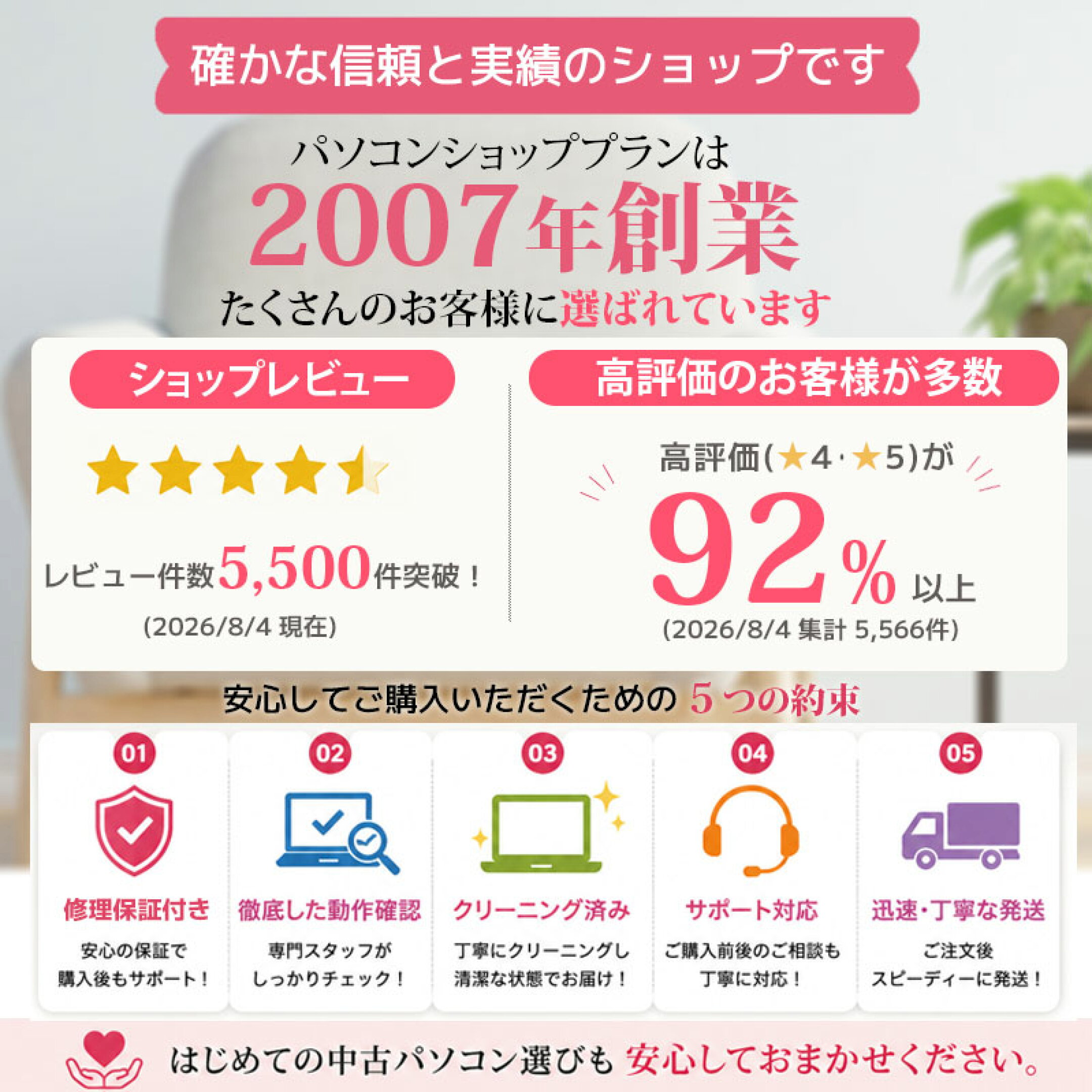 ショップレビュー5000件超 総合評価4.6以上