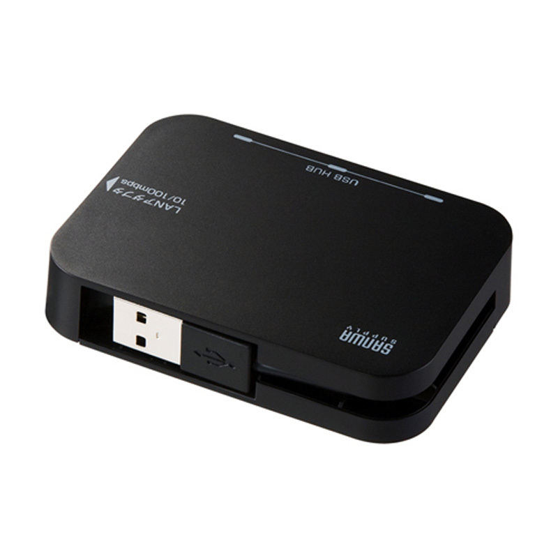 格安即決 純正品 サンワサプライ SANWA 有線LAN USB 3ポート 中古 アダプター ブラック 内蔵 ネコポス 2.0 ハブ SUPPLY  USB-HLA306BK USBハブ