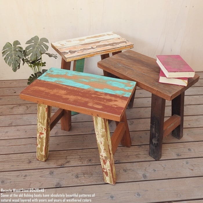 スツール 古い木製椅子 サイドテーブル 台 古家具 アンティーク