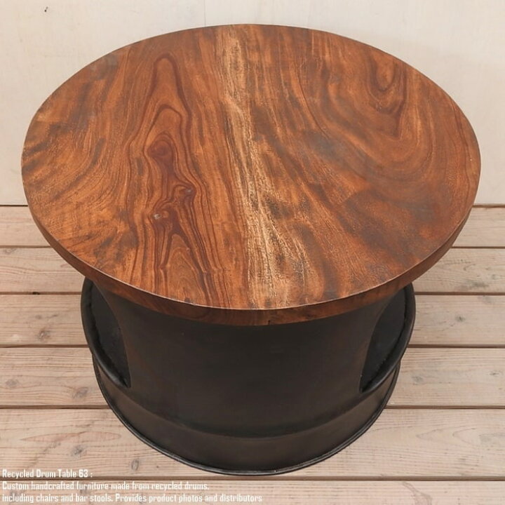 楽天市場】ドラム缶をリメイクしたテーブル 63cm ラウンド 黒 ブラック 