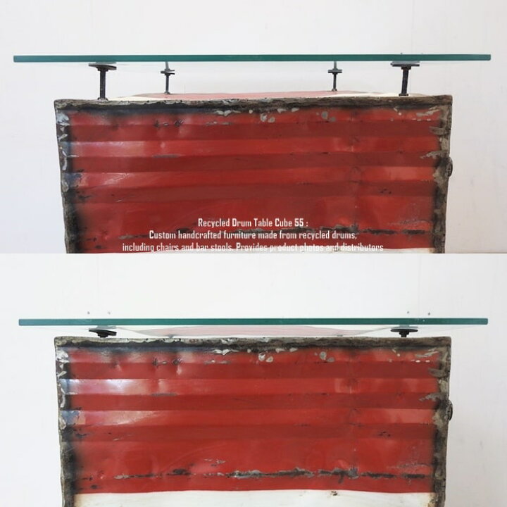 楽天市場】ドラム缶をリメイクしたテーブル 55cm A スクエア ガラス 