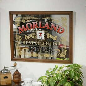 セール★英国イギリスアンティーク家具 パブミラー PUB MIRROR 吊り鏡 Morland Brewery BEER ウォールミラー 壁掛け鏡 B399