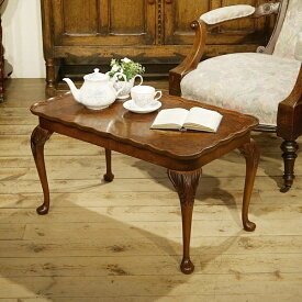 英国アンティーク家具 美しいフォルムと彫刻 コーヒーテーブル 猫脚 マホガニー A904