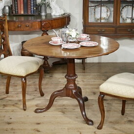 英国アンティーク家具 1900年代 ビクトリアン ラウンドテーブル 綺麗な杢目 カフェテーブル 丸テーブル マホガニー材無垢 B612