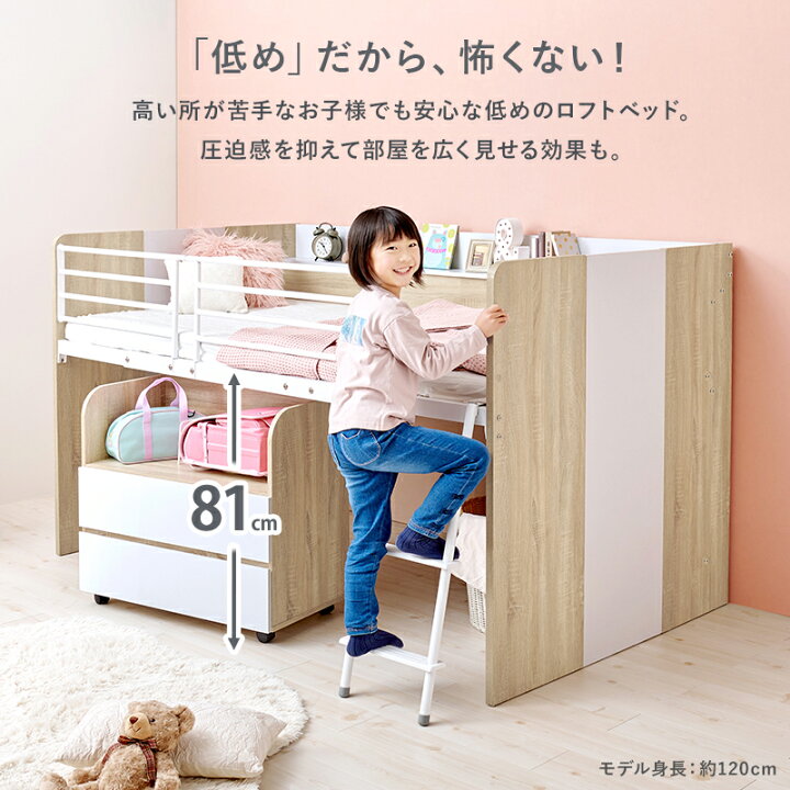 楽天市場】システムベッド［ロフトベッド＆デスク＆ラック 3点セット 