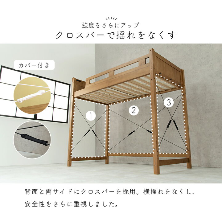 楽天市場】【土日限定☆3％クーポン有】【敷布団OK】頑丈ロフトベッド 