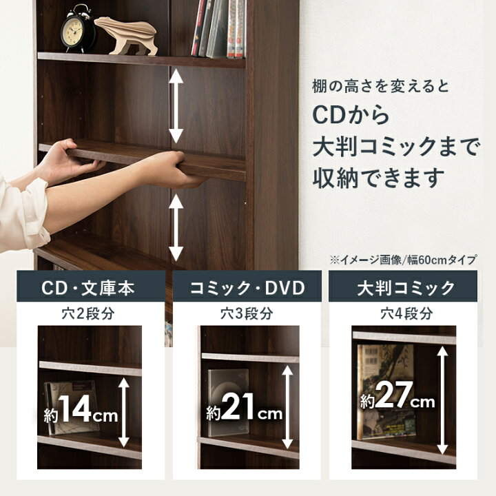 楽天市場】大容量 本棚 スリム 幅45cm（コミックラック 薄型 8段 書棚 