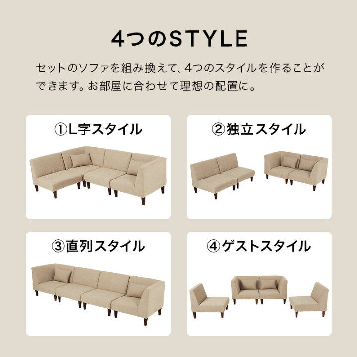 楽天市場】【土日限定☆3％クーポン有】ユニットソファ 4点SET(1P 