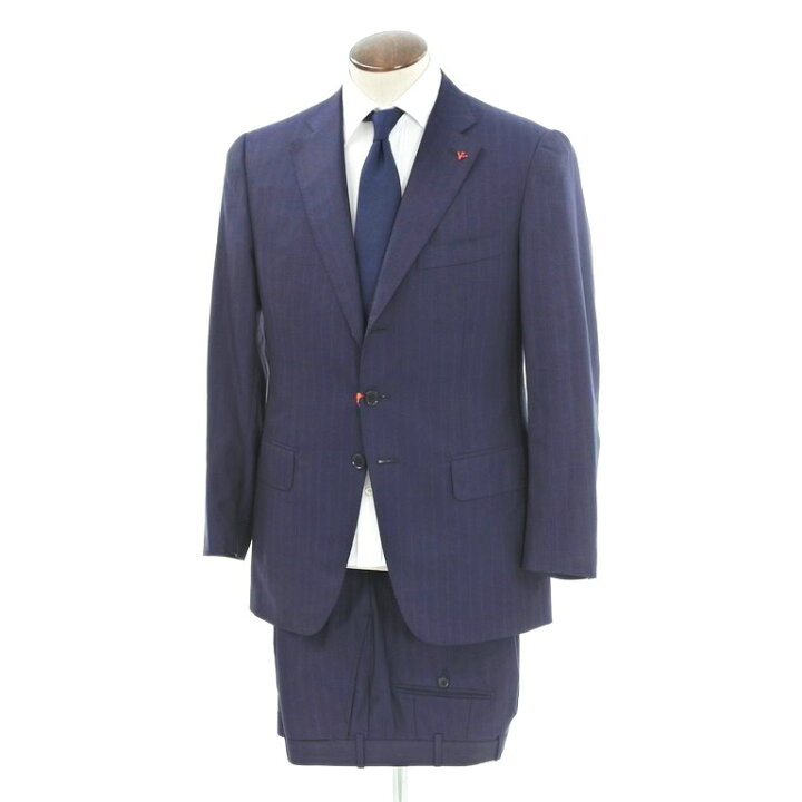 人気TOP ISAIA イザイア ネイビーストライプ スーツセットアップ