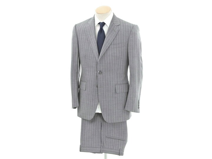 楽天市場 中古 テーラー アンド カッター Tailor Cutter ストライプ ウール 2つボタンスーツ グレー ホワイト サイズ表記なし S位 Gry S S 状態ランクb メンズ 2110pd リタリオリブロ