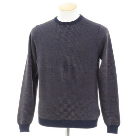 【新品】ザノーネ ZANONE ウール クルーネックニット ネイビー×アッシュブラウン【サイズ46】【NVY】【A/W】【状態ランクN】【メンズ】【10801-955940】