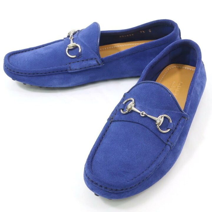 楽天市場】【中古】【未使用】グッチ GUCCI スエード ビットローファー 