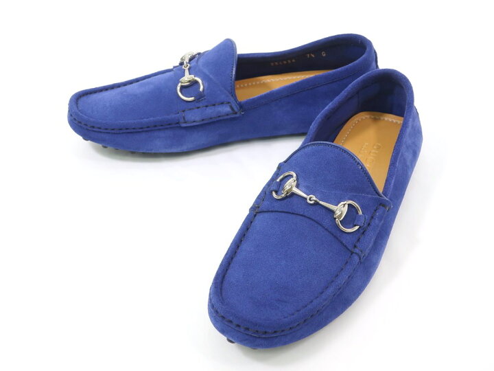 楽天市場】【中古】【未使用】グッチ GUCCI スエード ビットローファー 
