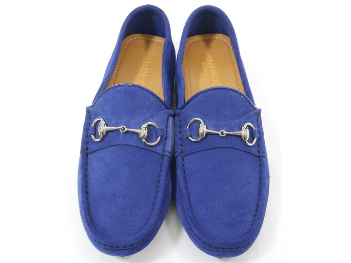 楽天市場】【中古】【未使用】グッチ GUCCI スエード ビットローファー 