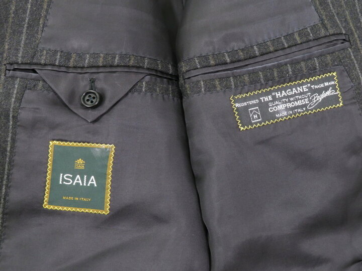 楽天市場】【中古】イザイア ISAIA ウール ストライプ ダブルスーツ 