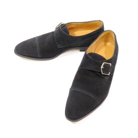 【中古】ジョンロブ JOHN LOBB BRENTWOOD スエード シングルモンク ドレスシューズ ネイビー【サイズ8 E】【NVY】【S/S/A/W】【状態ランクB】【メンズ】【11101-955589】[2112CPD]