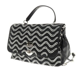 【新品】ザネラート Zanellato レザー ポストマンバッグ POSTINA M DIVINE ポスティーナ ショルダーバッグ ブラック×ホワイト【W35×H23×D15.5】【BLK】【S/S/A/W】【状態ランクN】【レディース】【91302-955688】[EPD]