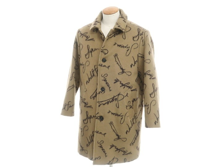 新品SUPREME SCRIPT LOGOS WOOL OVERCOAT
