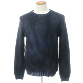 【中古】【未使用】ザニエリ zanieri ウール 製品染め クルーネックニット ネイビー【サイズM/50】【NVY】【A/W】【状態ランクS】【メンズ】【10801-955406】[CPD]