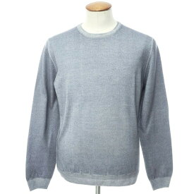 【中古】【未使用】ザニエリ zanieri ウール 製品染め クルーネックニット グレイッシュブルー【サイズL/52】【BLU】【A/W】【状態ランクS】【メンズ】【10801-955407】