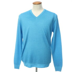 【中古】【未使用】ザニエリ zanieri ウールカシミヤ 製品染め Vネックニット スカイブルー【サイズM/50】【BLU】【A/W】【状態ランクS】【メンズ】【10801-955406】[DPD]