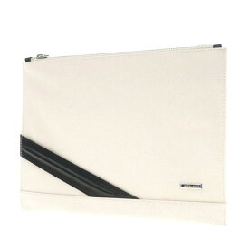 【新品】ザネラート ZANELLATO NENO M コットンキャンバス クラッチバッグ アイボリー×ブラック【W31.5×H23.5×D－】【WHT】【S/S/A/W】【状態ランクN】【メンズ】【11205-955382】[EPD]