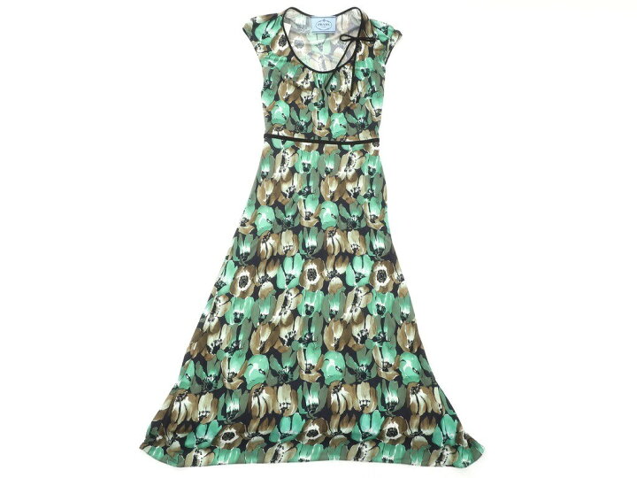 楽天市場】【中古】プラダ PRADA レーヨン 花柄 ノースリーブ ロング 