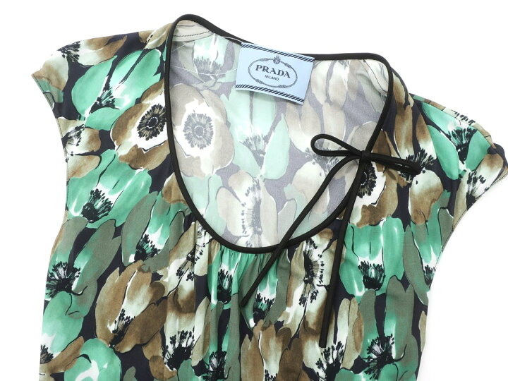 楽天市場】【中古】プラダ PRADA レーヨン 花柄 ノースリーブ ロング 