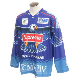 【中古】シュプリーム Supreme 2022年春夏 Eagle Moto Jersey ポリエステル 長袖Tシャツ パープルブルー系xマルチ【サイズL】【BLU】【S/S/A/W】【状態ランクA】【メンズ】[DPD]