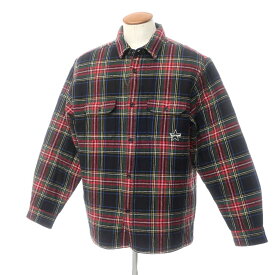 【中古】シュプリーム Supreme 2021年秋冬 Quilted Plaid Flannel Shirt コットン チェック 中綿入り キルティング シャツ ブラックxレッドxグリーン【サイズM】【BLK】【A/W】【状態ランクB】【メンズ】