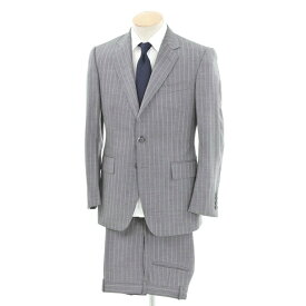 【中古】テーラー アンド カッター TAILOR&CUTTER ストライプ ウール 2つボタンスーツ グレー【サイズS位】【GRY】【S/S】【状態ランクB】【メンズ】【779069】 [EPD]