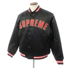 【中古】シュプリーム Supreme 2021年春夏 Mitchell & Ness Satin Varsity Jacket スカジャン ブラックxレッド【サイズL】【BLK】【A/W】【状態ランクB】【メンズ】