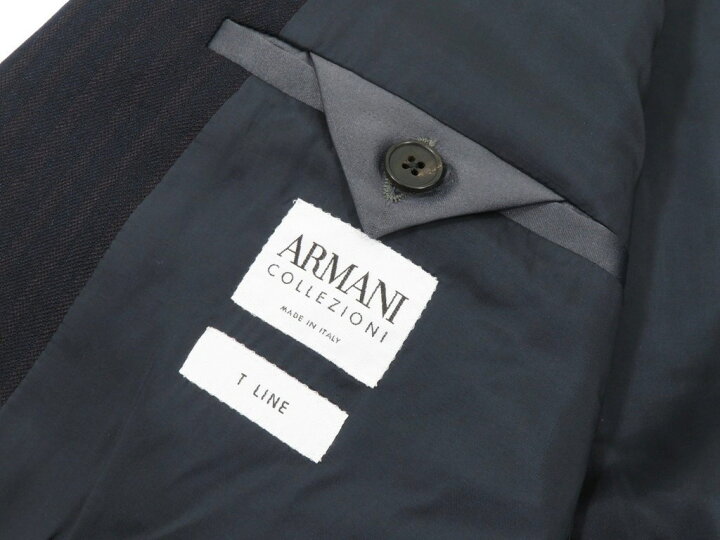 【中古】アルマーニ コレッツォーニ ARMANI COLLEZIONI ストライプ柄 ウールシルク 2つボタンスーツ T LINE ダークネイビーxブラウン【サイズ50】【NVY】【A/W】【状態ランクB】【メンズ】【778985】 DPD | リタリオリブロ
