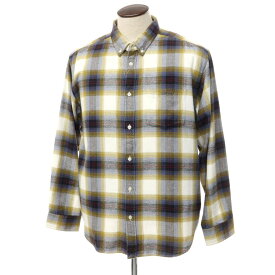 【中古】シュプリーム Supreme 2022年春夏 Brushed Plaid Flannel Shirt コットン チェック ネルシャツ ホワイトxオリーブ系【サイズL】【WHT】【S/S/A/W】【状態ランクB】【メンズ】【769672】[APD]