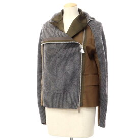 【中古】サカイ Sacai 2022年秋冬 ウールナイロン ニット ドッキング ジャケット グレーxオリーブ【サイズ1】【GRY】【A/W】【状態ランクB】【レディース】【769584】[APD]