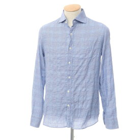 【中古】チット CIT LUXURY コットン チェック ワイドカラー カジュアルシャツ ブルーxホワイト【サイズ38】【BLU】【S/S/A/W】【状態ランクC】【メンズ】【769482】[EPD]